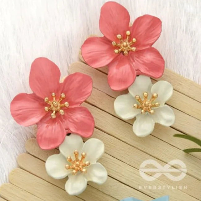 ZRJ117 JMN Double Painted Flower Earrings Pair