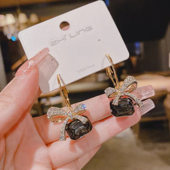 ZRJ259 ZHL Dazy Bow shape Drop Earrings Pair