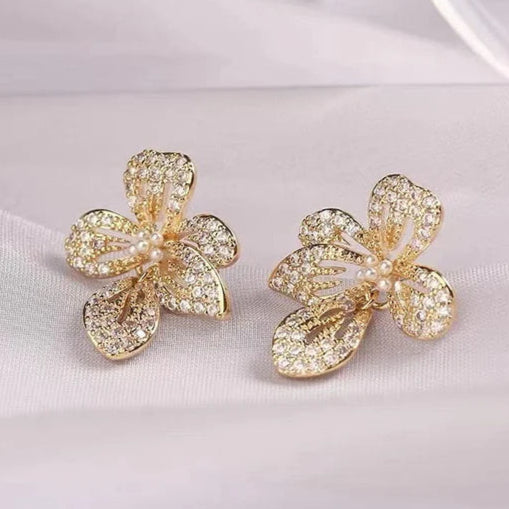 ZRJ316 ZHL Flower Teardrop Earrings Pair