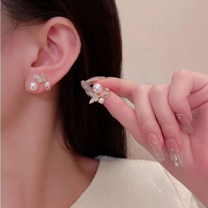 ZRJ550 LSH Butterfly/Pearl Stud Tops Pair