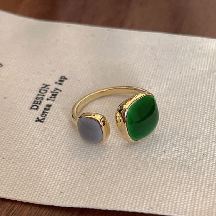 ZRJ351 WNS Grey & Green Painted Ring Adjustable