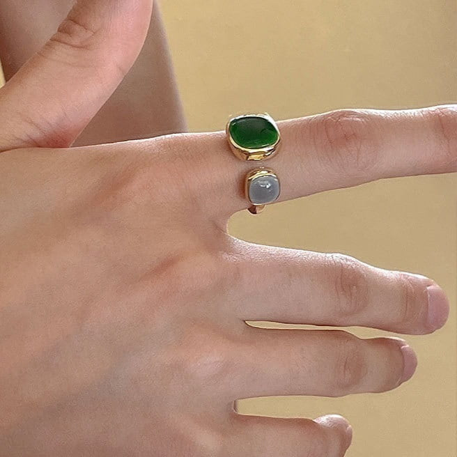 ZRJ351 WNS Grey & Green Painted Ring Adjustable