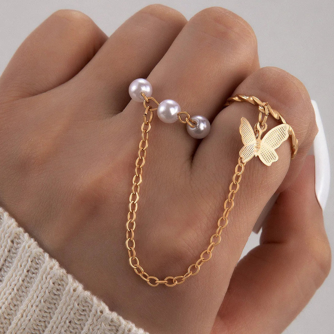 ZRJ550 YYE Butterfly Link Ring Midi Ring