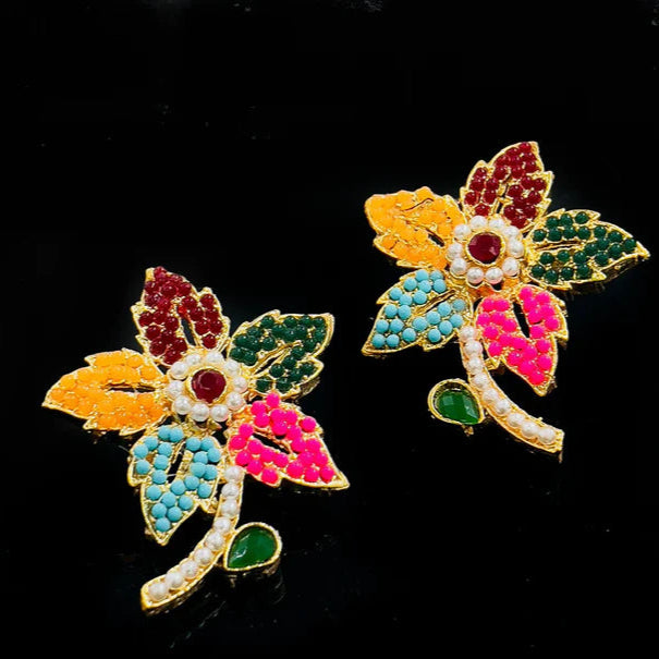 ZRJ188 MZM Leaf Flower Tops Pair