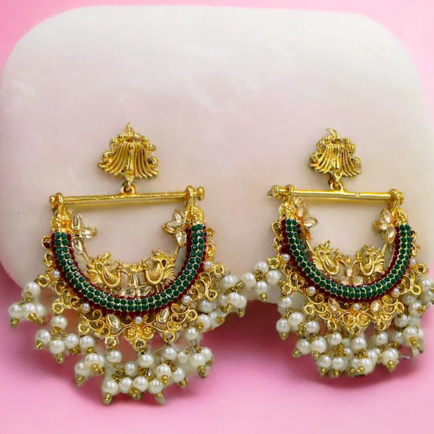 ZRJ069 FRN Peacock Ear Drop Pair