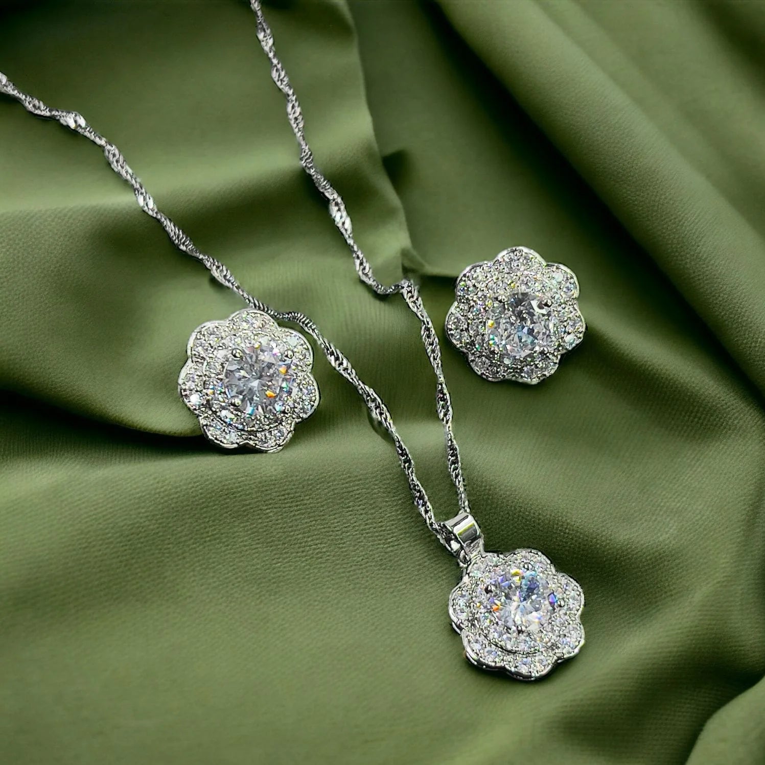 ZRJ524 SHJ Flower Pendent Set 👑