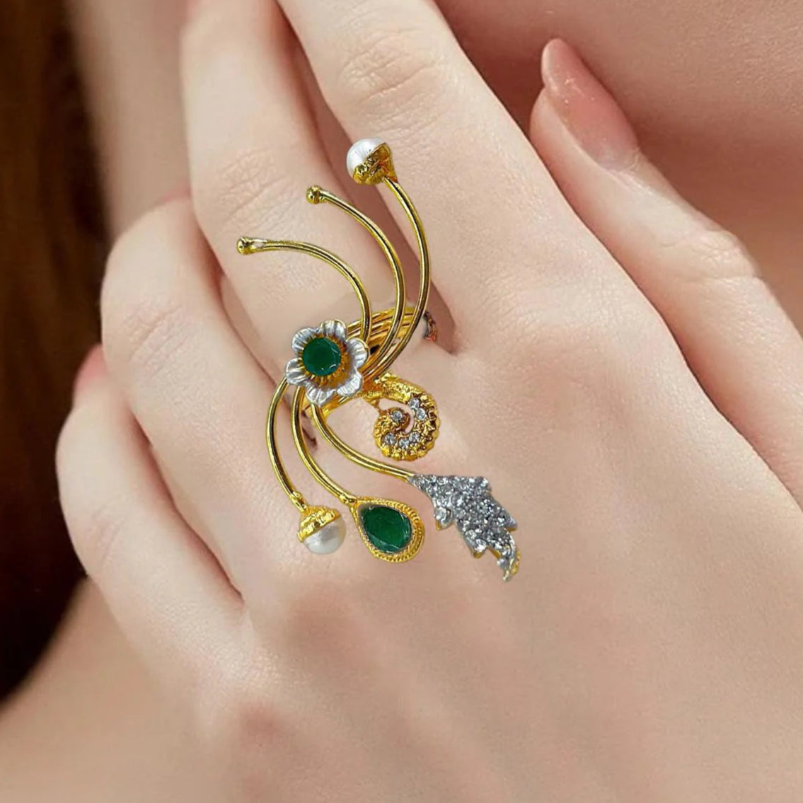 ZRJ036 FRN Flower Ring Size 8 👑