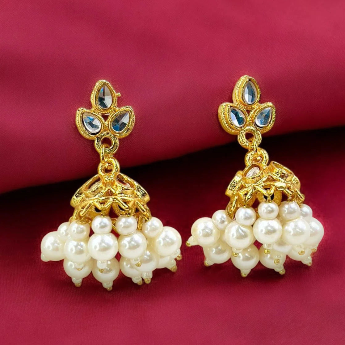 ZRJ022 MZM Tear Pearl Drop Jhumki