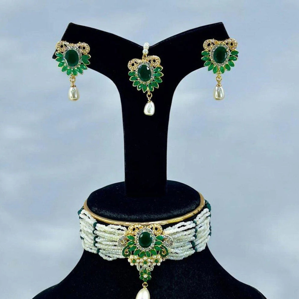 ZRJ00221 SDQ Oval Pearl Drop Choker Set 👑