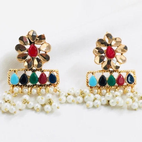 ZRJ065 FRN Flower Pearl Earrings Drop