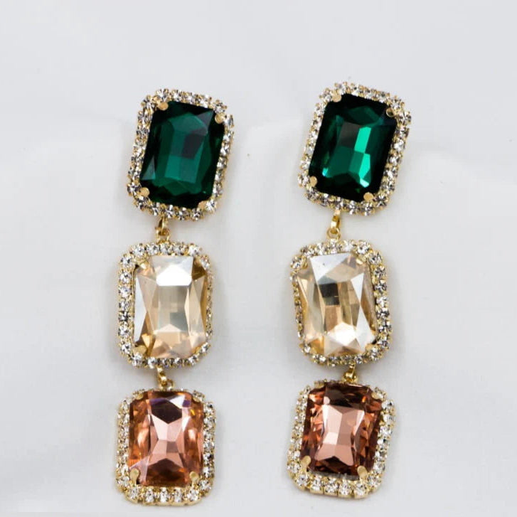 ZRJ345 ZLX Cubic Rectangle Teardrop Earrings Pair 👑