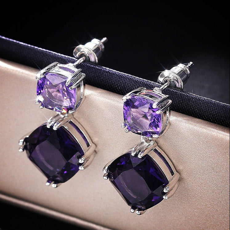 ZRJ359 CSH Rectangle Cushion Drop Earrings Pair 👑