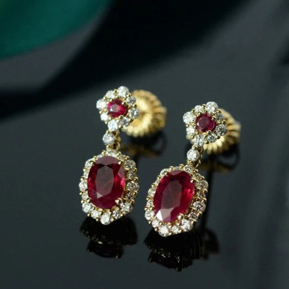 ZRJ403 GWH Oval/Flower Drop Earrings 👑