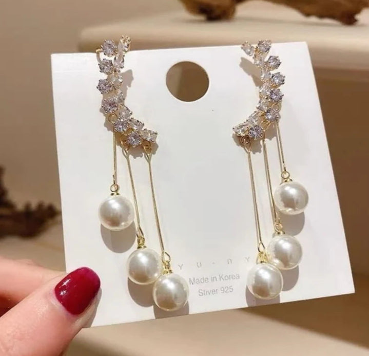 ZHJ019 YQG Drop Pearl Ear Cuffs Pair