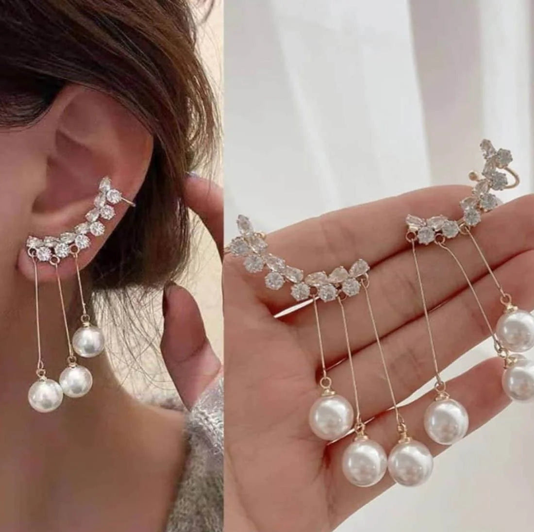 ZHJ019 YQG Drop Pearl Ear Cuffs Pair