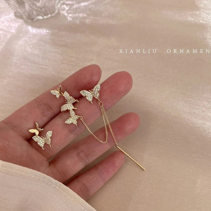 ZRJ051 YQG Butterfly 2 in 1 Ear Cuff