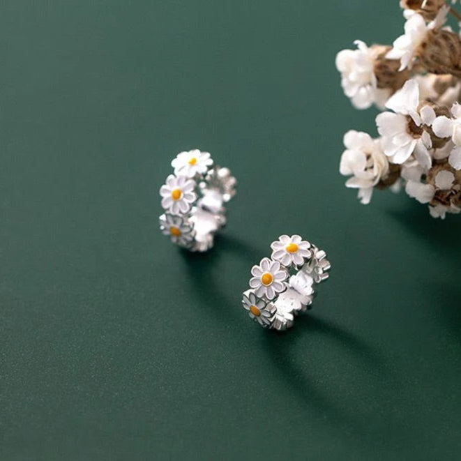 ZRJ00406 JEC Flower Ear Hoops Pair