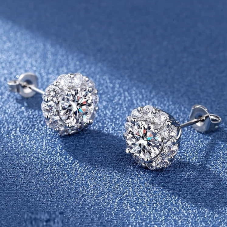ZRJ330 BLX Round Sterling Stud Tops Pair