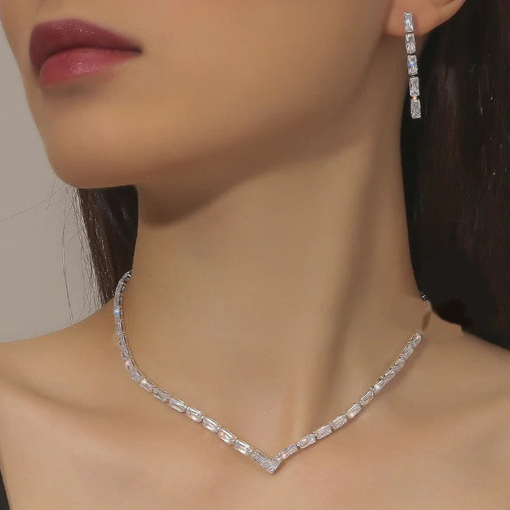 ZRJ086 YBJ V-Baguette Necklace Set ๐