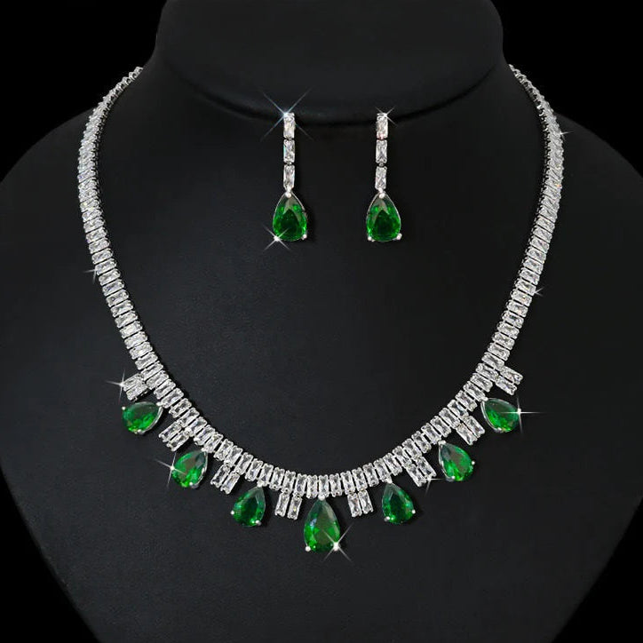 ZJN 0002 Baguette Tear Shape Necklace Set π