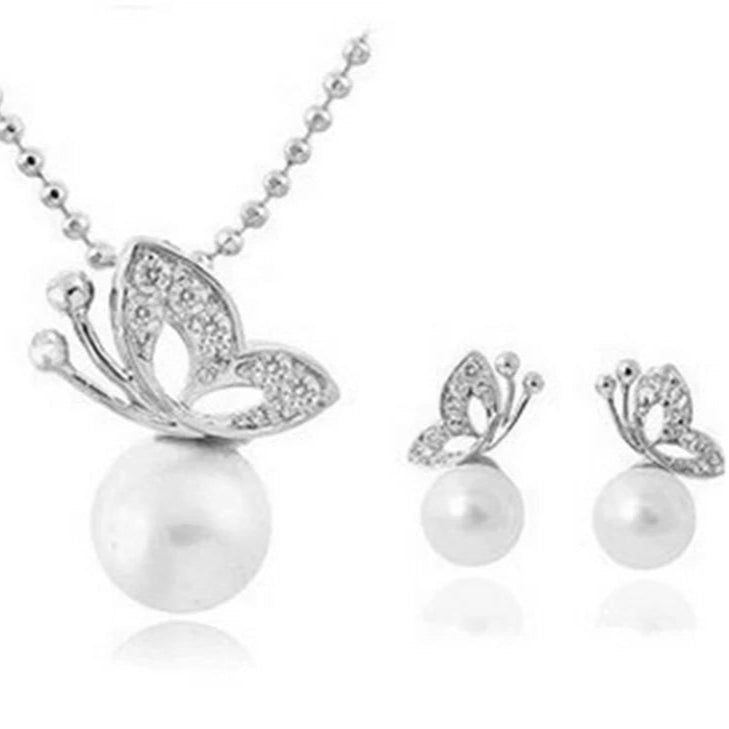ZRJ246 JMN Pearl Butterfly Pendant Set