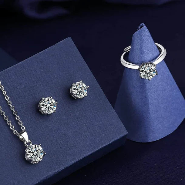 ZRJ265 BLX Round Silver Stone Pendant Set 👑