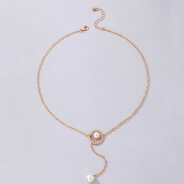 ZRJ441 YYE Twin Pearl Pendent With Chain