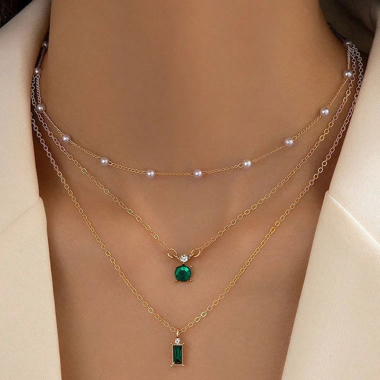 ZRJ445 YYE Baguette/Round Pendent With Link Chains 👑