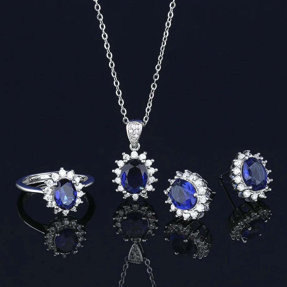 ZRJ453 BLX Oval Flower Pendant Set 👑