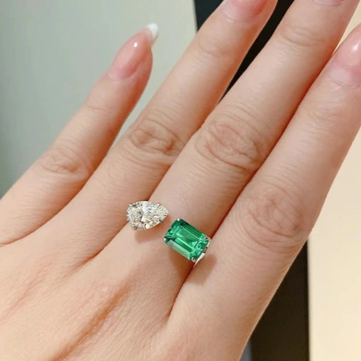ZJR043  Pear & Rectangle Adjustable Ring