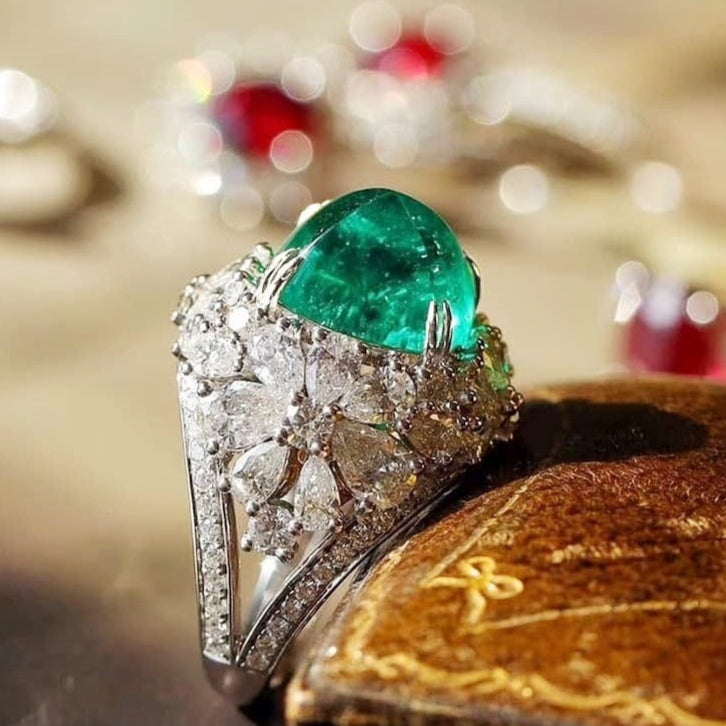 ZJR107  Pear Flower Cushion Ring 👑