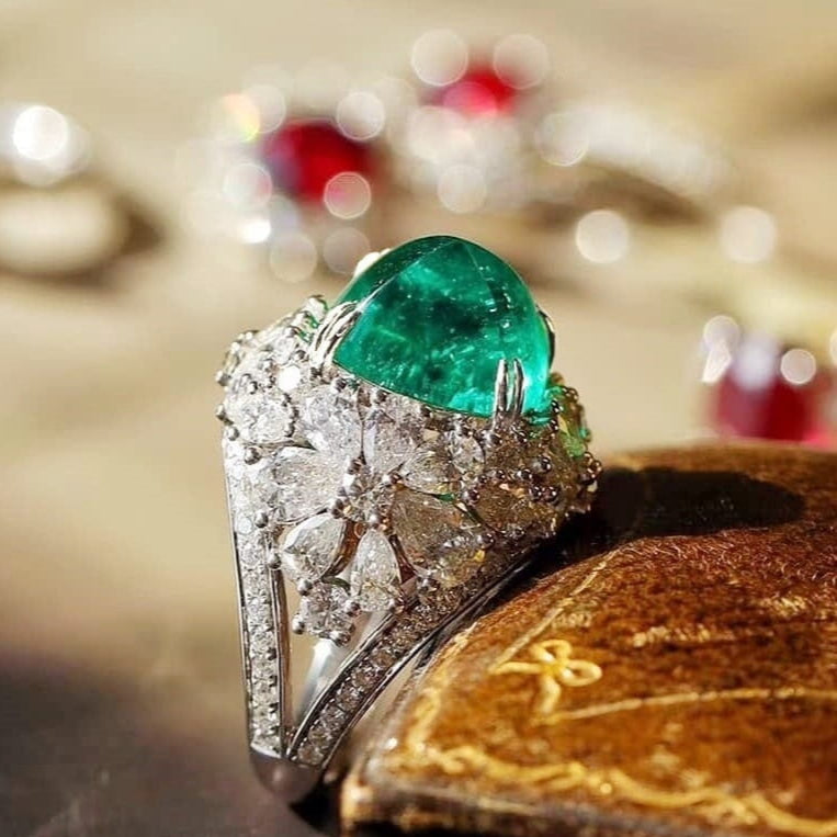 ZRJ107 CSH Pear Flower Cushion Ring 👑