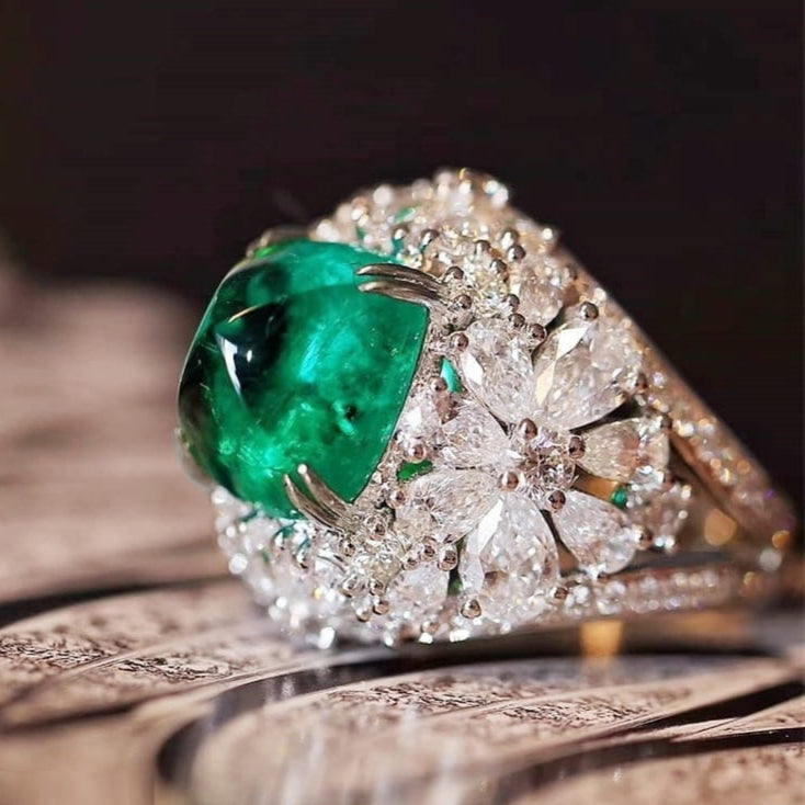ZJR107  Pear Flower Cushion Ring 👑