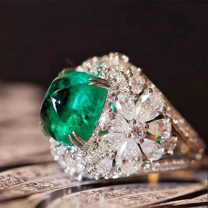 ZRJ107 CSH Pear Flower Cushion Ring 👑