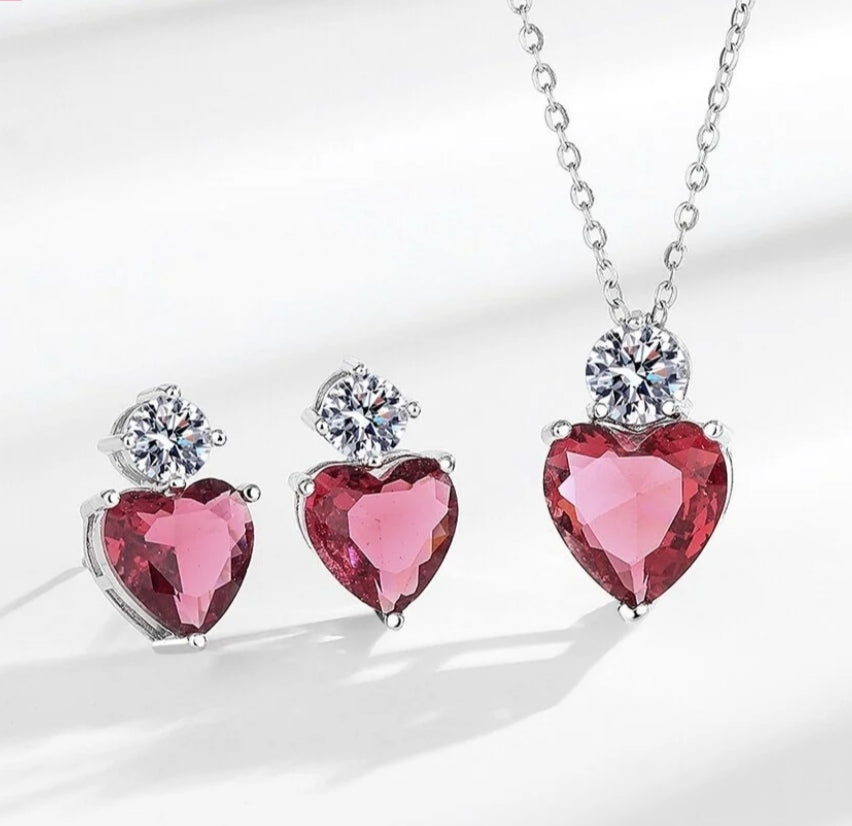 ZRJ568 BLX Circle/Heart Pendent Set 👑