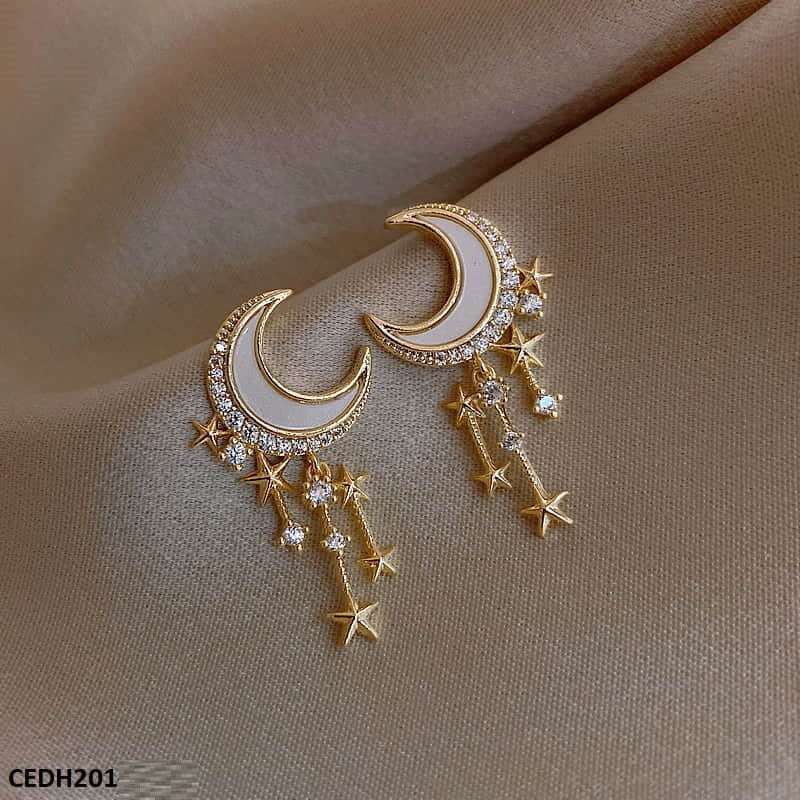 ZJE0003. Moon Stars Drop Earrings Pair