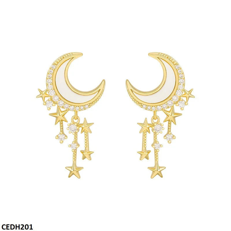 ZJE0003. Moon Stars Drop Earrings Pair