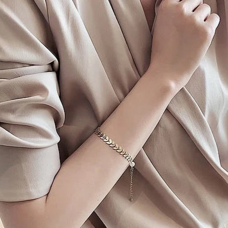 ZRJ230 XST Leaves/Pearl Chain Bracelet Adjustable - CBCH