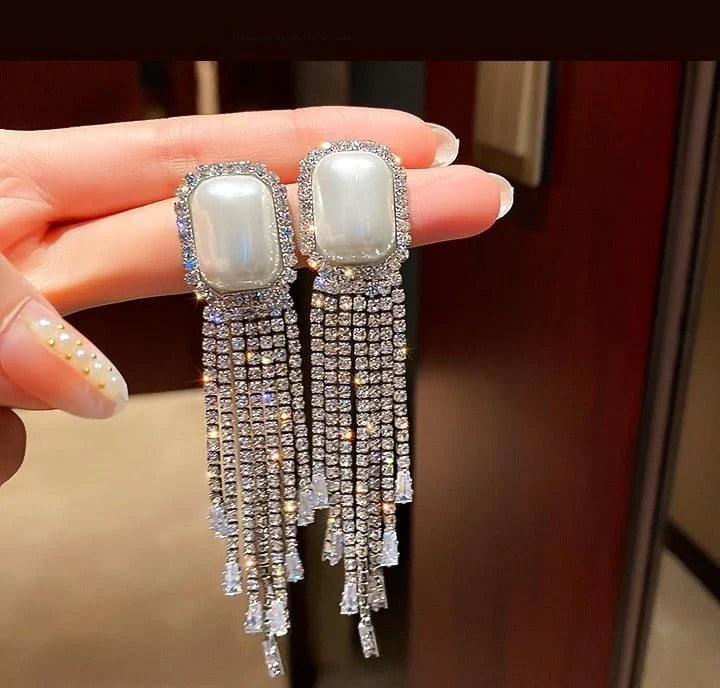 ZRJ296 YBJ Pearl Tassel Drop Earrings Pair 👑