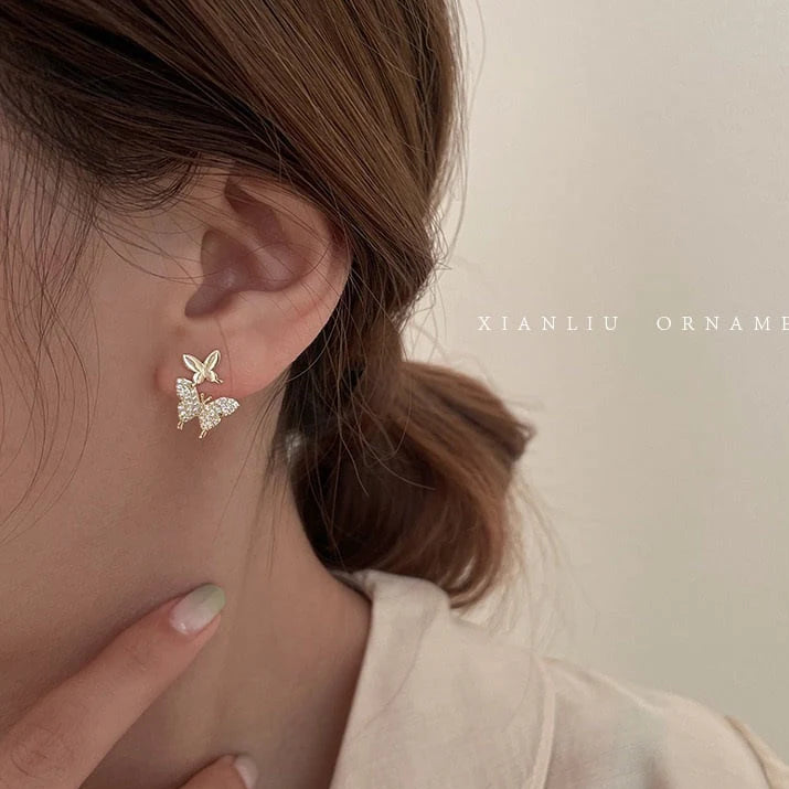 ZRJ051 YQG Butterfly 2 in 1 Ear Cuff