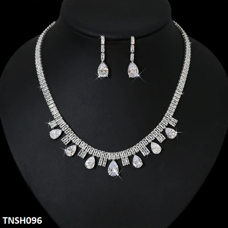 ZJN 0002 Baguette Tear Shape Necklace Set