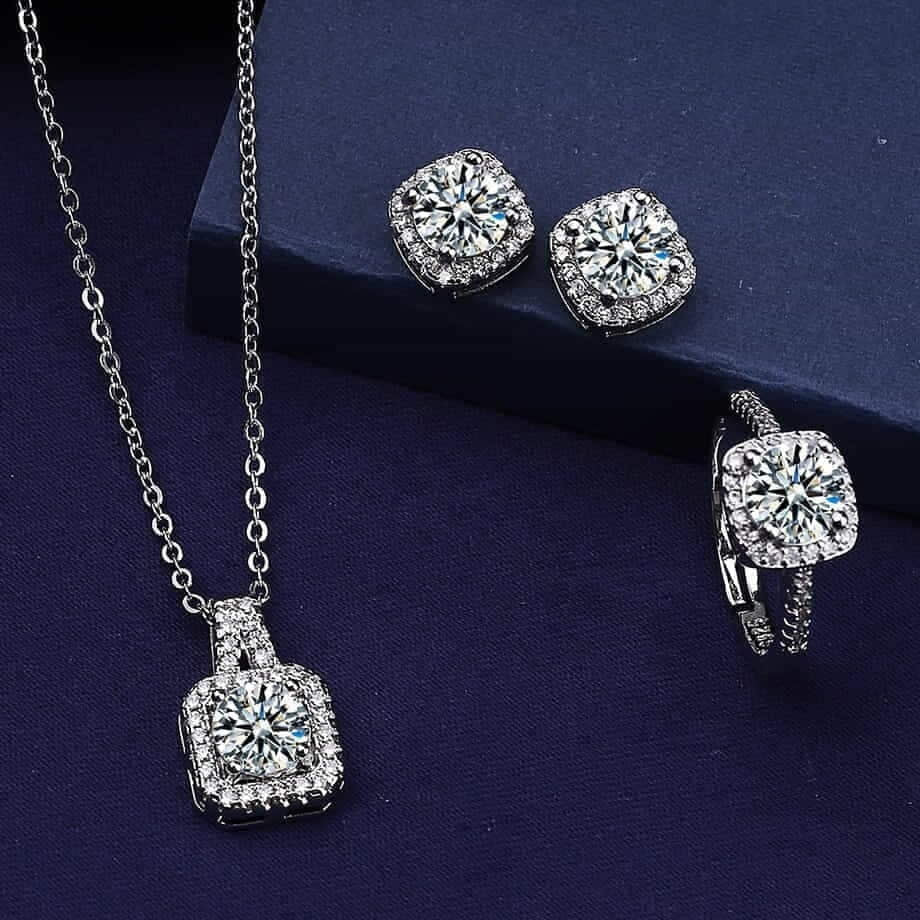 ZRJ268 BLX Square Stone Pendant Set 👑