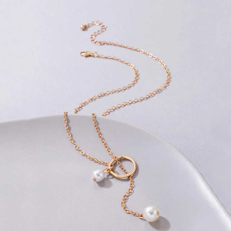 ZRJ441 YYE Twin Pearl Pendent With Chain