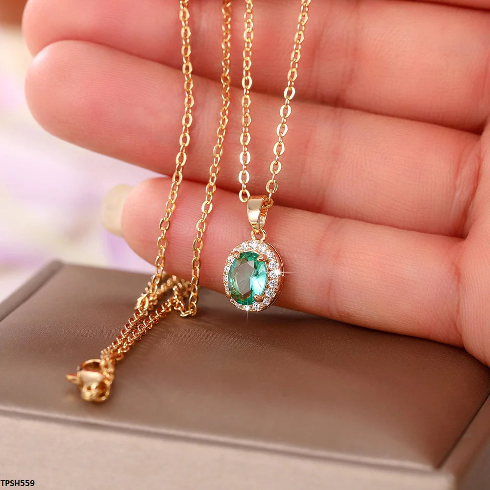 ZJP0005 Oval Pendant with Chain