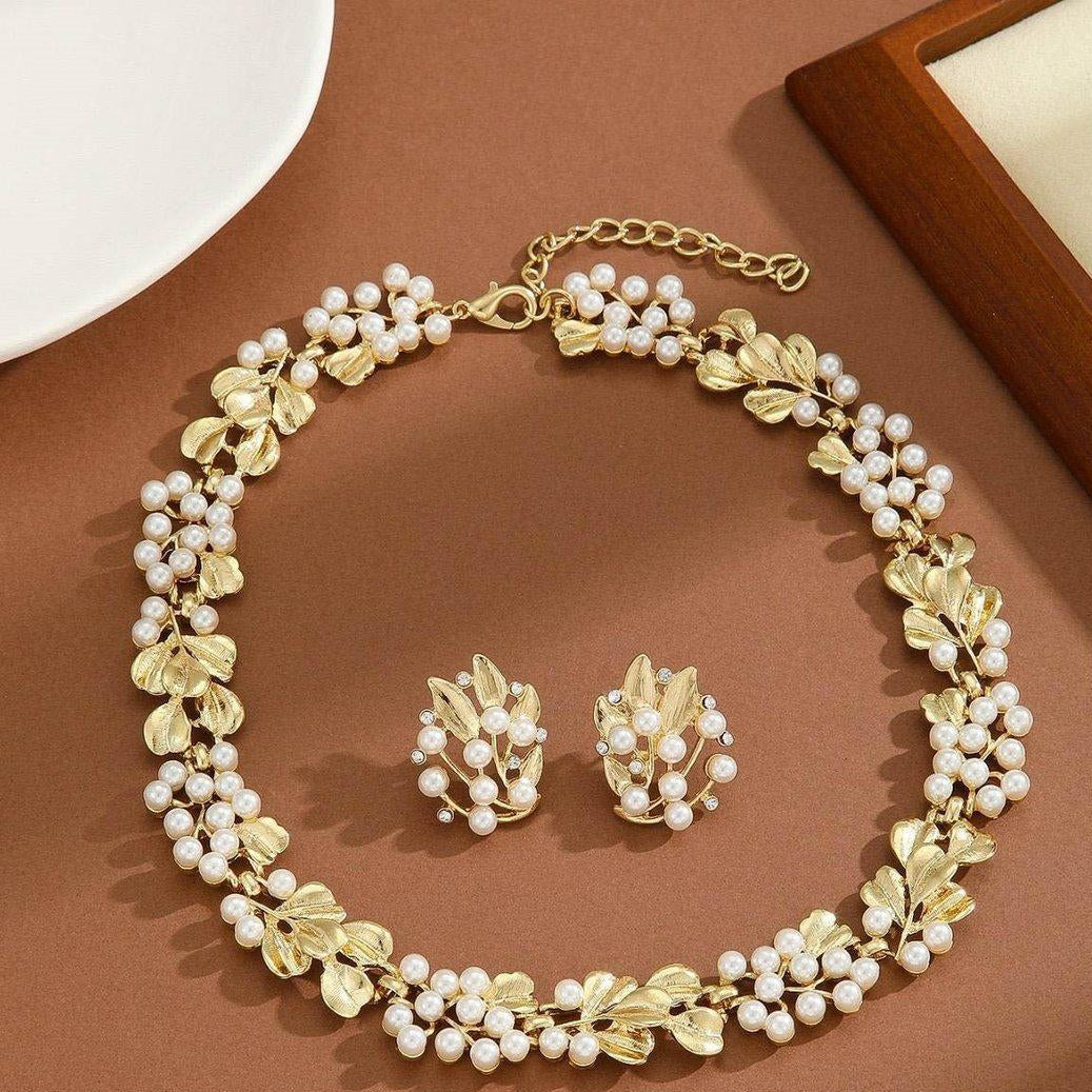 ZRJ00225 SDQ Pearl Leaf Choker Set - PCKH 👑