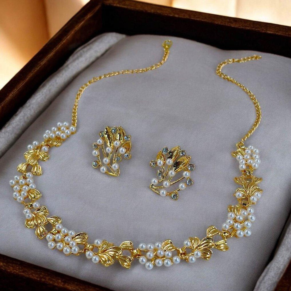 ZRJ00225 SDQ Pearl Leaf Choker Set - PCKH 👑